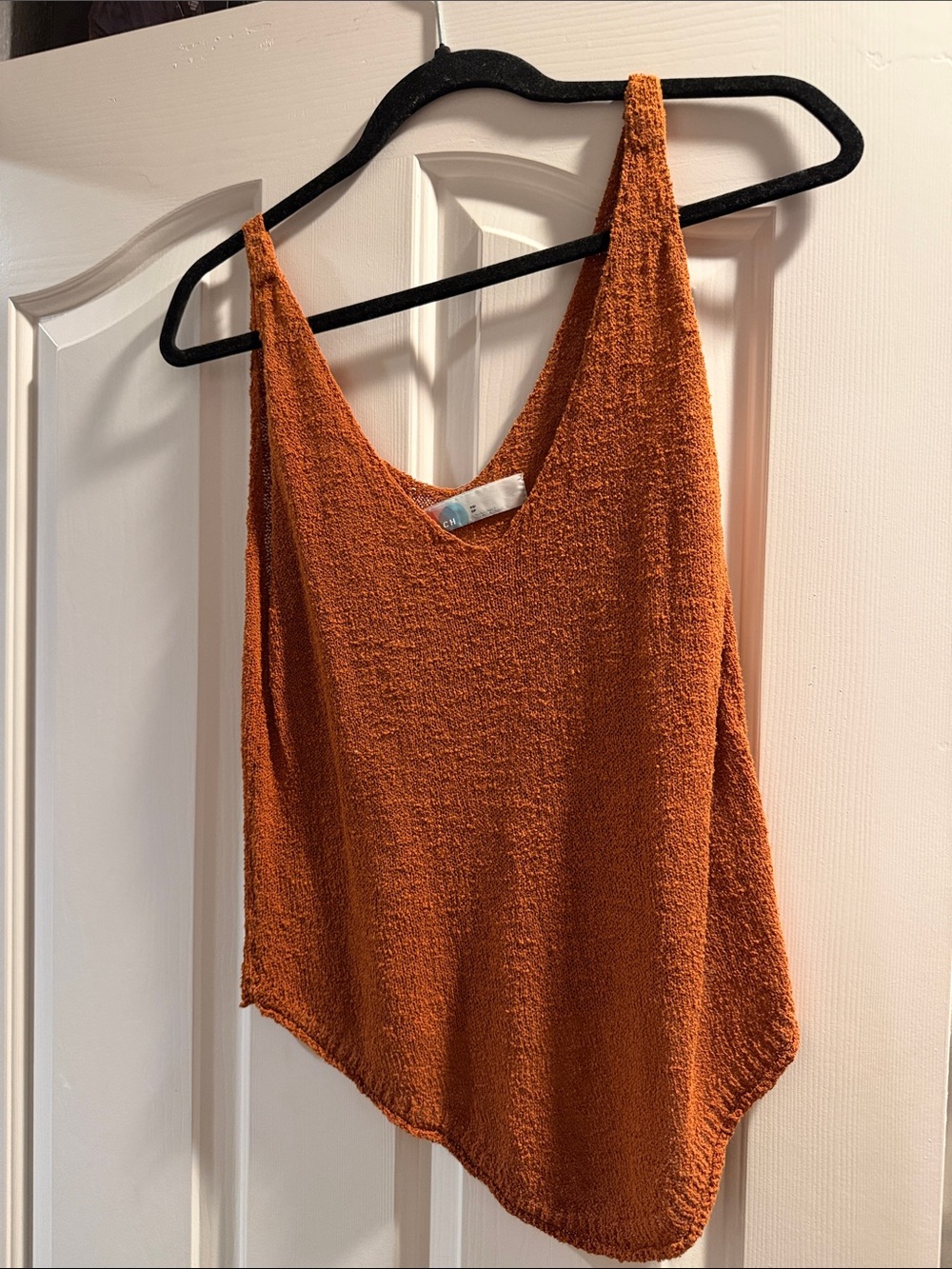 Free People Burnt Orange Textured V-Neck Tank